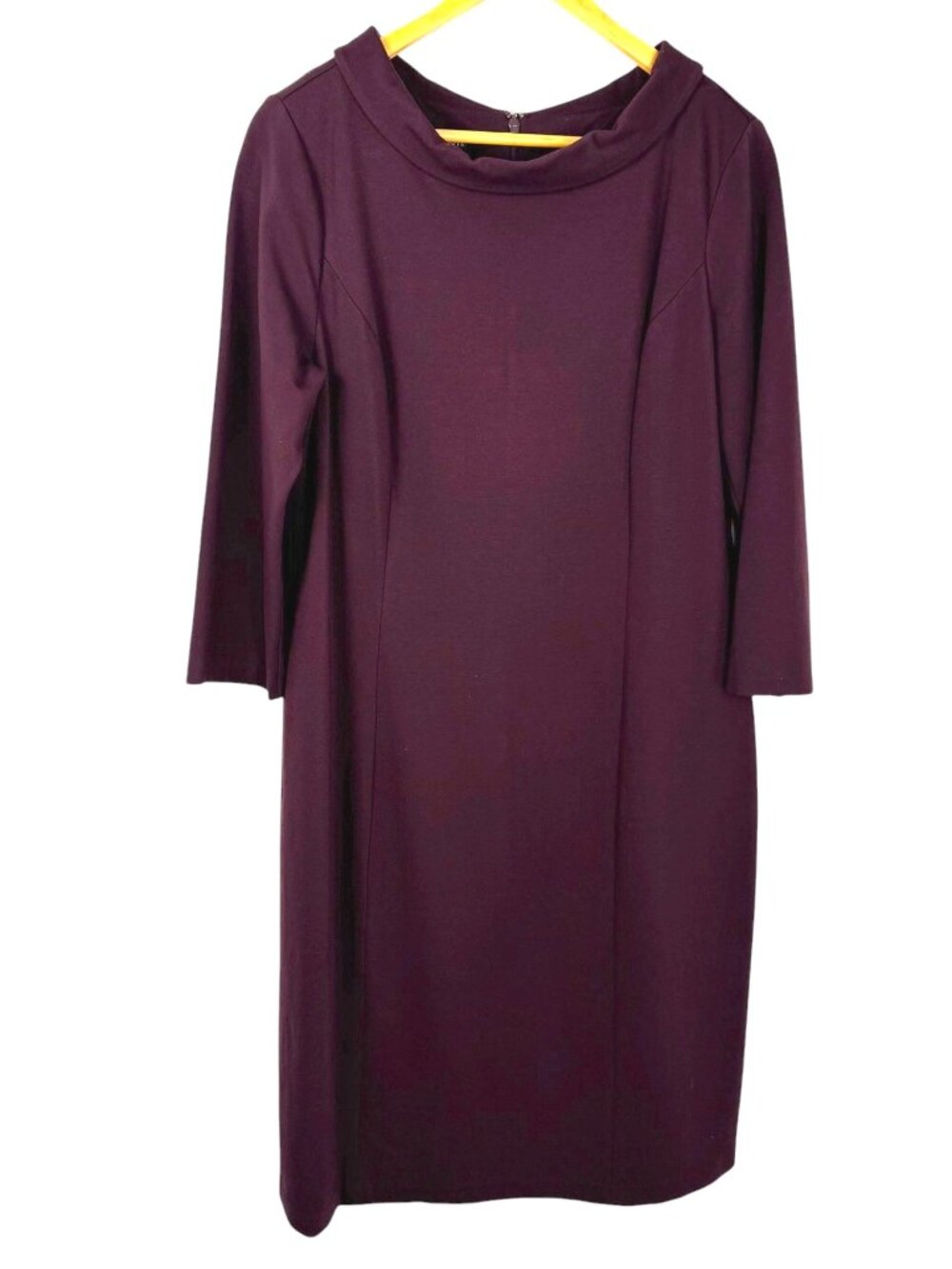 Talbots Career Midi Dress Size 12 Plum High Neck Sheath 50s Modest Professional